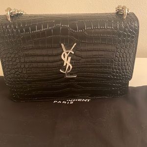 Black leather shoulder and cross body bag